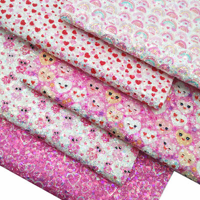 Printed Pink PU Polyurethane Leer Glitter Valentijnsdag Liefde Vorm Gretel