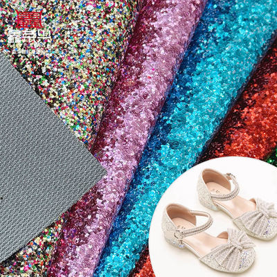 Groffe glitter PVC synthetisch leer voor schoenen, sieraden, ambacht, bagage, tassen, verpakkingsdozen, kunstleer materiaal