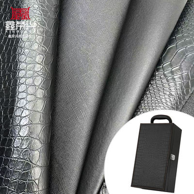 Groothandel Pvc Fux Leather Wallet Box Schoenen Notebook Litchi Animal Woven Cross Pattern Artificiële synthetische lederstof