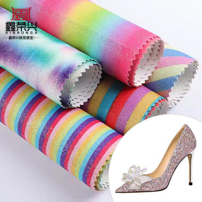 PU Sprankelend Glanzend Regenboog Glitter Stof Synthetisch Leer voor Schoenen Tassen Strikken Ambachten Hoed Kunstleer Stof