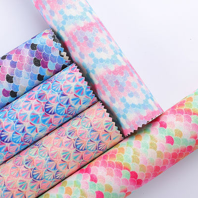 0.5mm Glitter PU Leer Gepoetste Zeemeermin vis schaal PU kunstmatig leer