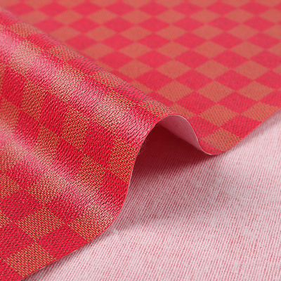 Gedrukt PVC-leer voor zakken gemengd kleur schaakbord nepleerstof