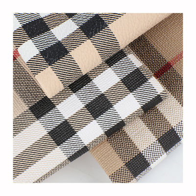 Classic Plaid Printed Faux Leather For Bags Gebreide synthetische leder PVC