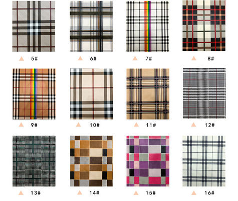 Custom Soft PU Synthetische lederen stof Elastische onderkant Classic Plaid Pattern