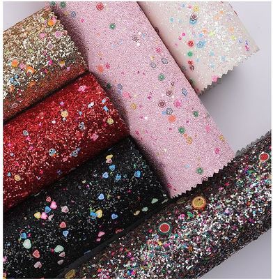 Printed Soft Glitter PU Leather Glamourous Sequins Bright Candy 1,2 mm dik
