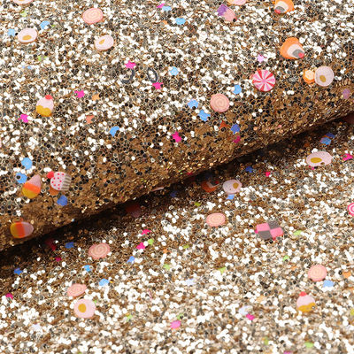 Printed Soft Glitter PU Leather Glamourous Sequins Bright Candy 1,2 mm dik