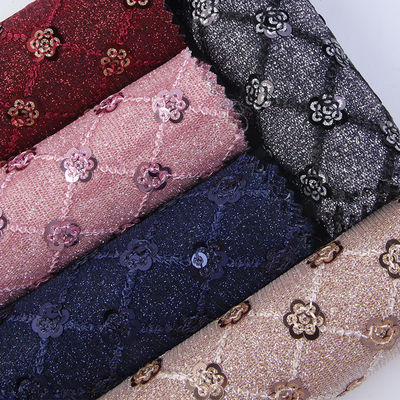 Sequin Bright Flower Glitter PU Leer Eco-vriendelijk 100% Polyurethane Leer