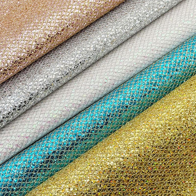 Mesh-Type Grof Glitter PVC Kunstleer Stretch Kunstleer Materiaal voor Schoenen Bagage Tas Verpakking Sofa Outdoor Voering