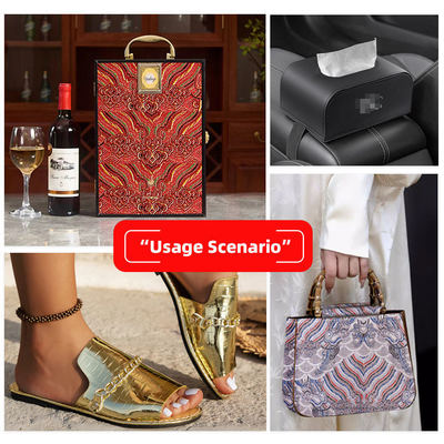 Synthetische PVC Macrame Printed Faux Leather Fabric Film Style voor Tas Notebook Phone Shell Decoratief & Craft Gebruik voor Sofa Well