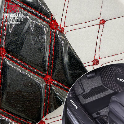 Custom Quilted PVC Leather Car Foot Mat 4.6mm Dik met schuimvulling Stretchy Fit Embossed geborduurde autostoeltjes