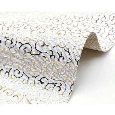 Groothandel PVC Gouden Film Reliëf Stijl Kunstmatig Synthetisch Leer voor Tas Verpakking Doos Schoenen Notitieboek Stof