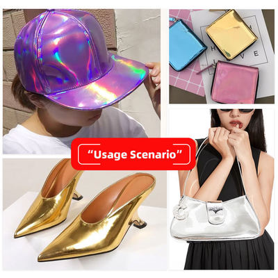 Hoogwaardige synthetische imitatie schoenen handtas notitieboek leer Pu regenboog holografisch metallic kleurrijk spiegel leer stof