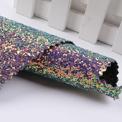 Elastisch PU Glanzend Glanzend Chunky Hexagon Glitter Stof Synthetisch leer voor schoenen Tassen Boog Handwerk Hoed Fake Leer Stof