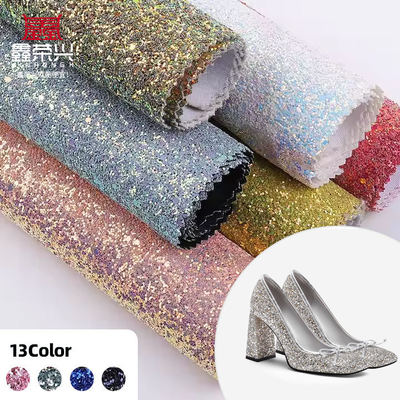 Elastisch PU Glanzend Glanzend Chunky Hexagon Glitter Stof Synthetisch leer voor schoenen Tassen Boog Handwerk Hoed Fake Leer Stof