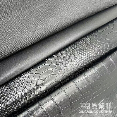 Groothandel Pvc Fux Leather Wallet Box Schoenen Notebook Litchi Animal Woven Cross Pattern Artificiële synthetische lederstof