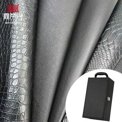 Groothandel Pvc Fux Leather Wallet Box Schoenen Notebook Litchi Animal Woven Cross Pattern Artificiële synthetische lederstof