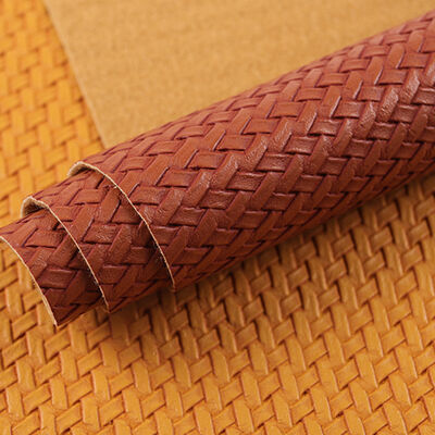 PVC Small Woven Pattern Artificial Synthetic Leather for Bag Packing Box Sofa Chair Belt Faux Leather Fabric Materials