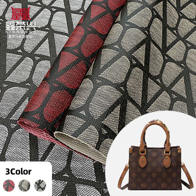 Synthetic PVC Artificial Leather Linear Printed Style Vinyl Faux Material for Furniture Decorative Bags Phone Shells Tables