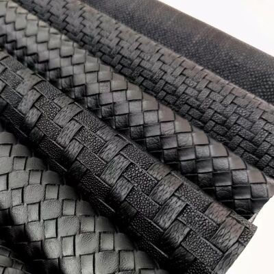 PVC Woven Pattern Synthetic Leather Embossed Faux Leather Materials for Shoes Bags Furniture Crafts Sofas Outdoor Use