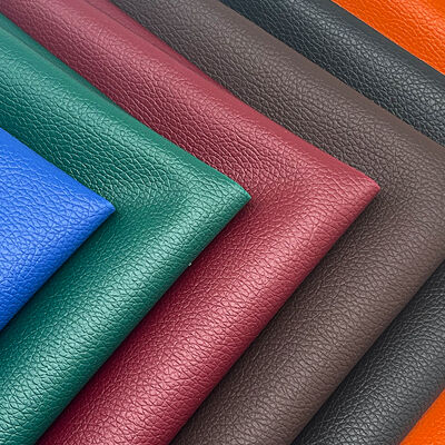 Fabriek Groothandel PVC 0,6 mm Litchi Textuur Valse leer Gedrukt kunstmatig synthetisch leer voor autostoeltje Voet decoratief