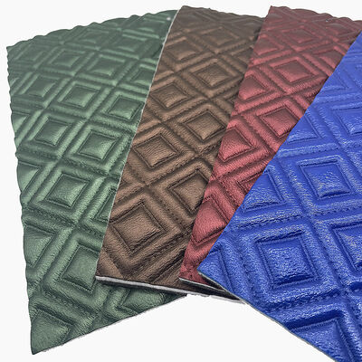 Custom PVC Rhomb Embroidery Quilted Pearly Synthetic Leather Needle Punch Foam for Car Seat Cover Sofa Faux Leather Fabric