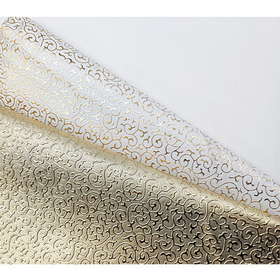 Groothandel PVC Gouden Film Reliëf Stijl Kunstmatig Synthetisch Leer voor Tas Verpakking Doos Schoenen Notitieboek Stof