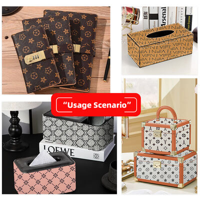 Groothandel 0,5 mm dik PVC gedrukt synthetisch kunstleer stijl zak Verpakking Notebook telefoon Schelp bank Fake leerstof