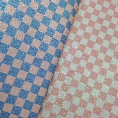 Premium glitter geruit PVC-leer voor tassen, portemonnees, schoenen en mode-accessoires