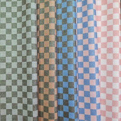 Premium glitter geruit PVC-leer voor tassen, portemonnees, schoenen en mode-accessoires