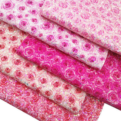 Roze 100% PU leer gedrukt Gretel Rose Flower Polyurethane Imitatie leer