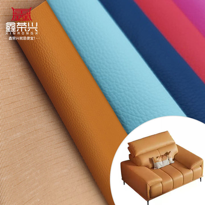 Groothandel Geweven Litchi PVC Waterdicht Kunstleer voor Sofa Stoel Meubels Kunstleer Materiaal