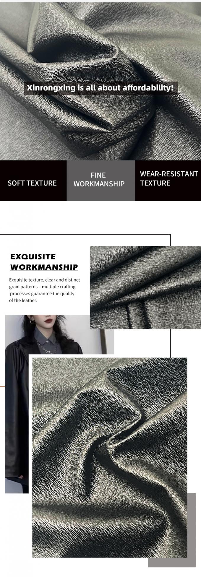 PVC lamshuid Graan Faux leer Stretch Blackout Waterdicht Synthetisch leer voor kleding Kledingbroek Kleding 5