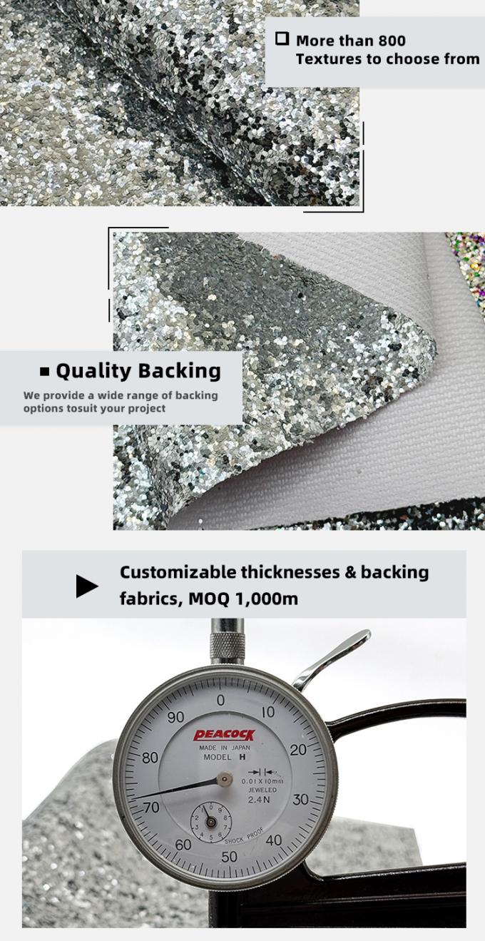 Groffe glitter PVC synthetisch leer voor schoenen, sieraden, ambacht, bagage, tassen, verpakkingsdozen, kunstleer materiaal 5