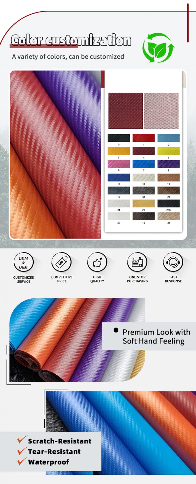 Heldergekleurde kunstleer met imitatie koolstofvezelnerf PVC kunstleer Schoenen Kussen Auto Interieur Decoratieve Stof 4