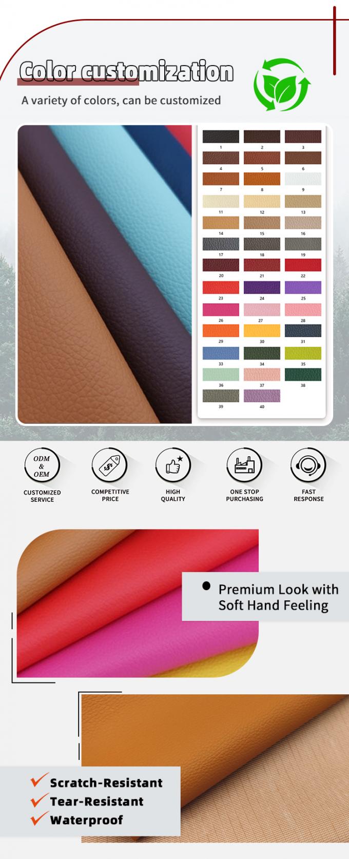 Groothandel Geweven Litchi PVC Waterdicht Kunstleer voor Sofa Stoel Meubels Kunstleer Materiaal 4