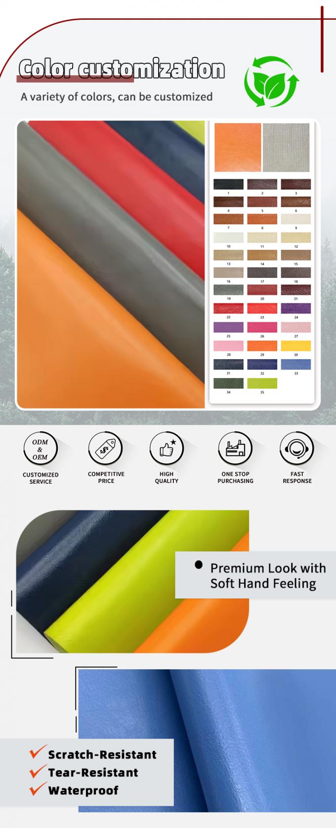 PVC gebreide lederstof voor meubels 57/58" waterdicht slijtvast 4