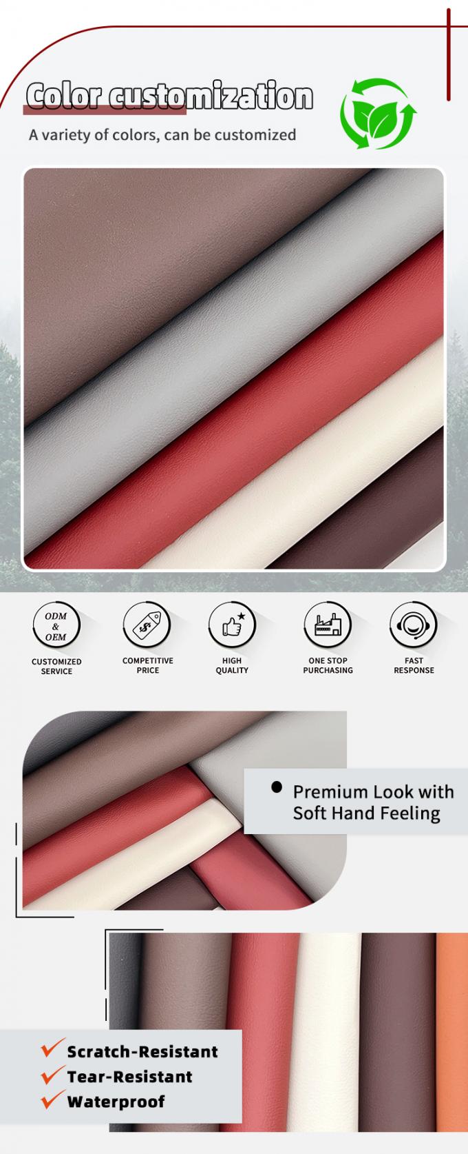 PVC Napa Gedrukt Valse Leder Waterdicht Abrasiebestendig 54" Breed 4