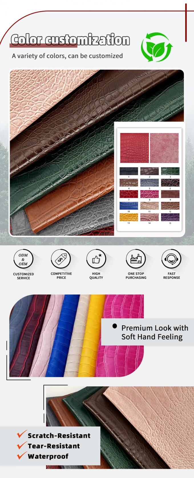 PVC Bamboe Graan Kunstmatig Synthetisch Lederen Portemonnee Doos Schoenen Notitieboek Kunstleer Stof 4