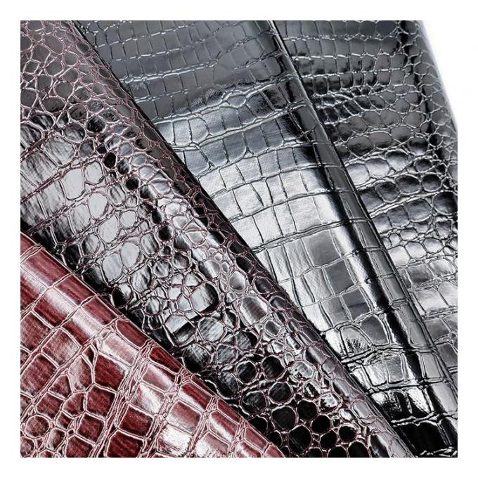 Hoogglanzend steenpatroon PVC synthetisch leer dierpatroon schoenen tassen en tassen nepleerstof 11